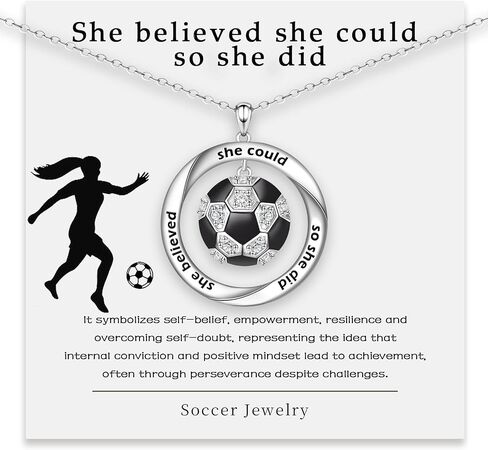 Dainty Soccer Necklace for Women - 925 Sterling Silver Mobius Soccer Ball Jewelry for Sports Lover She Believed She Could so She Did Necklaces Inspirational Gifts for Graduation Birthday in Saudi Arabia