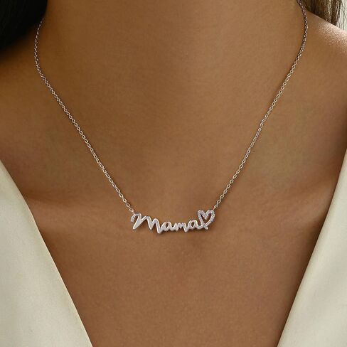 Louney Mama Necklace for Women,Dainty Trendy Mom Pendant Necklace Jewelry Gifts for New Mama, Expecting Mom, First Mother's Day in Saudi Arabia