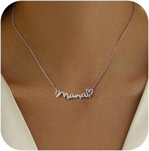 Louney Mama Necklace for Women,Dainty Trendy Mom Pendant Necklace Jewelry Gifts for New Mama, Expecting Mom, First Mother's Day in Saudi Arabia