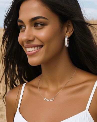 Louney Mama Necklace for Women,Dainty Trendy Mom Pendant Necklace Jewelry Gifts for New Mama, Expecting Mom, First Mother's Day in Saudi Arabia