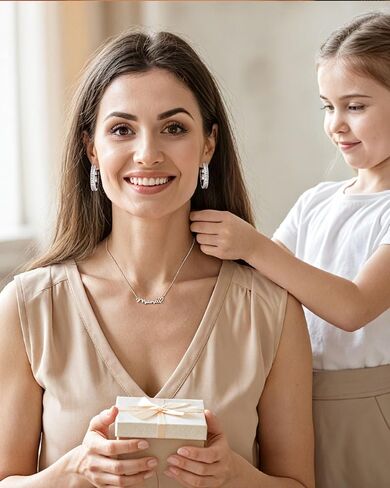 Louney Mama Necklace for Women,Dainty Trendy Mom Pendant Necklace Jewelry Gifts for New Mama, Expecting Mom, First Mother's Day in Saudi Arabia