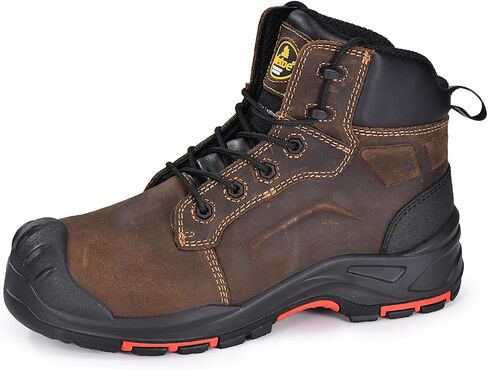 SAFETOE Safety Boots for Men Composite Toe Work Boots Lightweight Cow Leather Puncture Proof Slip On Work Boots Wide Fit (Size 7) in Saudi Arabia