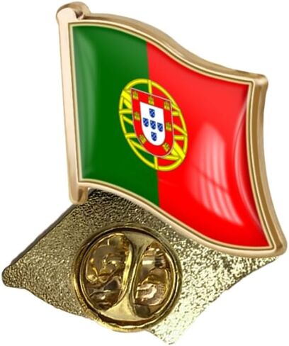 Portugal Flag Wave Shape Pin 1 Inch Back Butterfly Buckle or Cylinder Buckle Brooch Patriotic Badge in Saudi Arabia