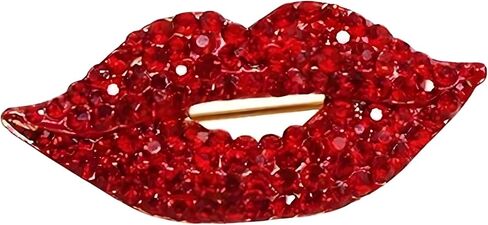 Brooch Pins for Women Fashion Crystal Rhinestone Pearl Jewelry, Red Lips Rhinestone Brooch Pin, Crystal Shining Mouth Design, Party Wedding Jewelry Accessories Gift in Saudi Arabia