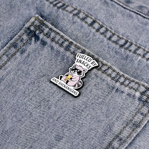 Fueled By Snacks And Shenanigans Chaotic Raccoon Snack Humor Enamel Pin, Cute Raccoon Chaos Pin Brooch, Snacky Trash Panda Brooch Badge, Snack Foodie Lapel Badges, Funny Quirky Gift For Sassy Girl Women Sarcastic Friend Snack Lover, Chaotic Animal Accesso in Saudi Arabia