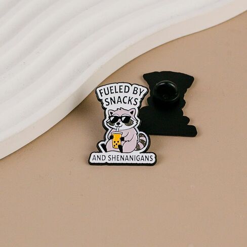 Fueled By Snacks And Shenanigans Chaotic Raccoon Snack Humor Enamel Pin, Cute Raccoon Chaos Pin Brooch, Snacky Trash Panda Brooch Badge, Snack Foodie Lapel Badges, Funny Quirky Gift For Sassy Girl Women Sarcastic Friend Snack Lover, Chaotic Animal Accesso in Saudi Arabia
