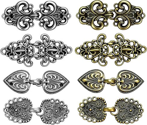 8-Pack Vintage Sweater Clips for Women Decorative Metal Shawl Fastener Retro Cardigan Collar Brooch Loose Dress Back Cinch Antique Shirt Tightener Accessories Set in Saudi Arabia