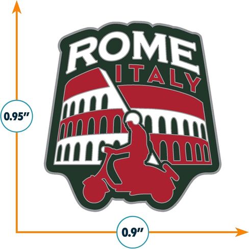 دبوس المينا Vagabond Heart Rome - شارة دبوس طية صدر السترة من المينا الصلبة الإيطالية تذكارية من الكولوسيوم الروماني - دبوس سفر معدني لقبعة سترة حقيبة الظهر - هدية قابلة للجمع للمسافرين الرجال والنساء - 1.25 بوصة من المطاط بمقبض خلفي in Kuwait