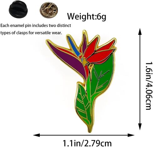 Enamel Pin,Bird of Paradise Lapel Pin,Tropical Style Brooch,DIY Decor Collection,Gift for Flower Lovers,Friends,Teens,Wife,Pin for Wedding,Birthday, Anniversary,Social Charity Party in Saudi Arabia