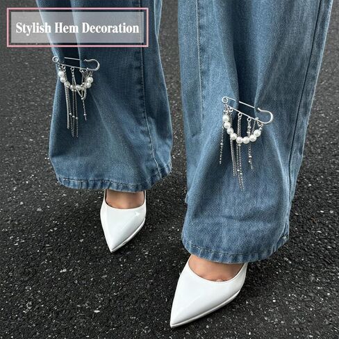 White Pearls Silver Tassel Chain Brooch Y2K Punk Gothic Aesthetic Tassels Hanging Brooch Pins Metal Chains Pearl Pendant Brooches And Pins For Women Man Suit Full Dress Clothing Jewelry Accessories in Saudi Arabia