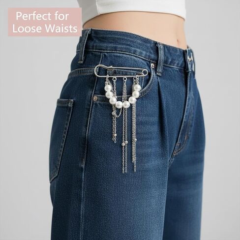 White Pearls Silver Tassel Chain Brooch Y2K Punk Gothic Aesthetic Tassels Hanging Brooch Pins Metal Chains Pearl Pendant Brooches And Pins For Women Man Suit Full Dress Clothing Jewelry Accessories in Saudi Arabia