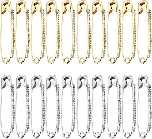 20-Piece Safety Pins for Clothes, Decorative Large Safety Pin Brooch Set with Rhinestone, Fashion for Sweaters Scarves Shawls and Jackets, Elegant Brooch Gold and Silver in Saudi Arabia