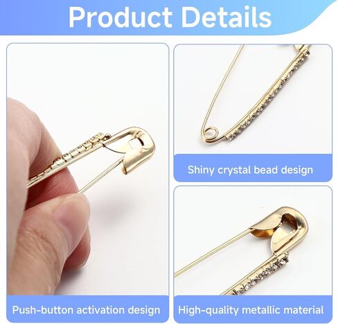 20-Piece Safety Pins for Clothes, Decorative Large Safety Pin Brooch Set with Rhinestone, Fashion for Sweaters Scarves Shawls and Jackets, Elegant Brooch Gold and Silver in Saudi Arabia
