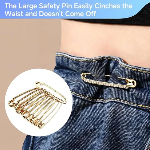 20-Piece Safety Pins for Clothes, Decorative Large Safety Pin Brooch Set with Rhinestone, Fashion for Sweaters Scarves Shawls and Jackets, Elegant Brooch Gold and Silver in Saudi Arabia