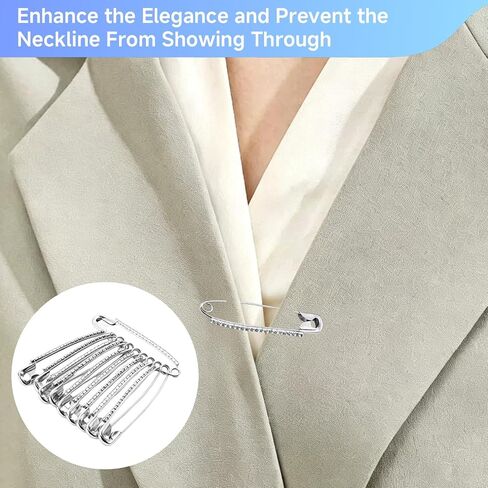 20-Piece Safety Pins for Clothes, Decorative Large Safety Pin Brooch Set with Rhinestone, Fashion for Sweaters Scarves Shawls and Jackets, Elegant Brooch Gold and Silver in Saudi Arabia