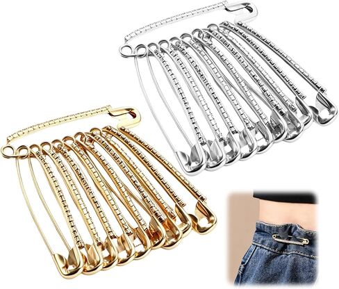 20-Piece Safety Pins for Clothes, Decorative Large Safety Pin Brooch Set with Rhinestone, Fashion for Sweaters Scarves Shawls and Jackets, Elegant Brooch Gold and Silver in Saudi Arabia