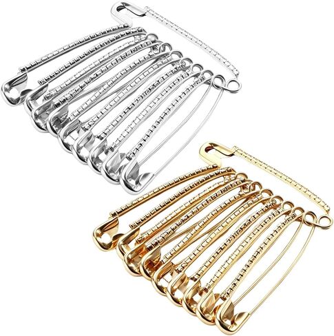 20-Piece Safety Pins for Clothes, Decorative Large Safety Pin Brooch Set with Rhinestone, Fashion for Sweaters Scarves Shawls and Jackets, Elegant Brooch Gold and Silver in Saudi Arabia