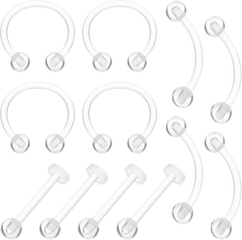 Clear Piercing Retainer - 16 Gauge Plastic Piercings, Acrylic Clear Cartilage Jewelry for Lip Tongue Belly Button Rings in Saudi Arabia
