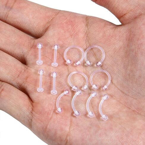 Clear Piercing Retainer - 16 Gauge Plastic Piercings, Acrylic Clear Cartilage Jewelry for Lip Tongue Belly Button Rings in Saudi Arabia
