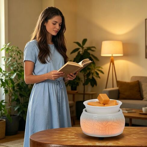 Ceramic Wax Melt Warmer for Scented Wax, 3-in-1 Plug in Electric Candle Diffuser with 7 Color LED Light, Home Decor Gifts in Saudi Arabia