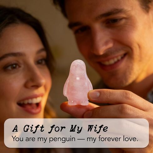 Rose Quartz Penguin Gift for Wife – to My Wife Romantic Crystal Penguin, Symbol of Forever Love & Lifetime Devotion, Anniversary Love Keepsake from Husband, Easter Basket Stuffer (to My Wife) in Saudi Arabia
