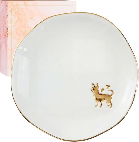 InnoBeta Chihuahua Gifts for Women, Chihuahua Mom Gifts for Dog Lover, Ceramic Jewelry Tray, Decorative Trinket Dish for Rings Earrings, 4.75" in Kuwait