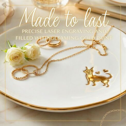 InnoBeta Chihuahua Gifts for Women, Chihuahua Mom Gifts for Dog Lover, Ceramic Jewelry Tray, Decorative Trinket Dish for Rings Earrings, 4.75" in Kuwait