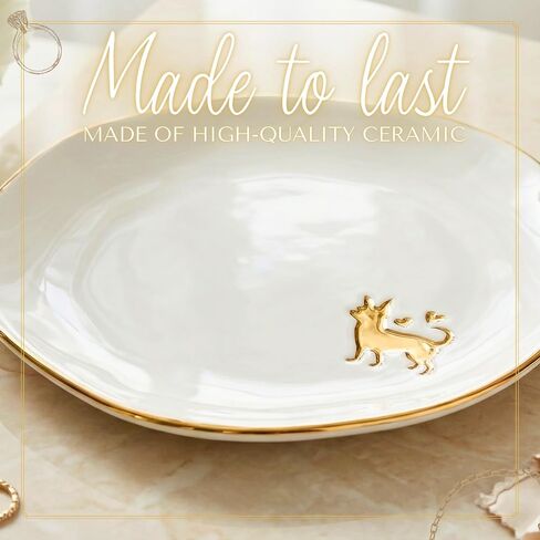 InnoBeta Chihuahua Gifts for Women, Chihuahua Mom Gifts for Dog Lover, Ceramic Jewelry Tray, Decorative Trinket Dish for Rings Earrings, 4.75" in Kuwait