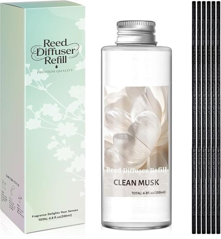 SCENTORINI Reed Diffuser Oil Refill, Clean Musk Diffuser Oil 6.76 Fl Oz, Natural Scented Essential Oil Refill Long Lasting Summer Home Fragrance for Room Spa Aromatherapy Bathroom in Saudi Arabia