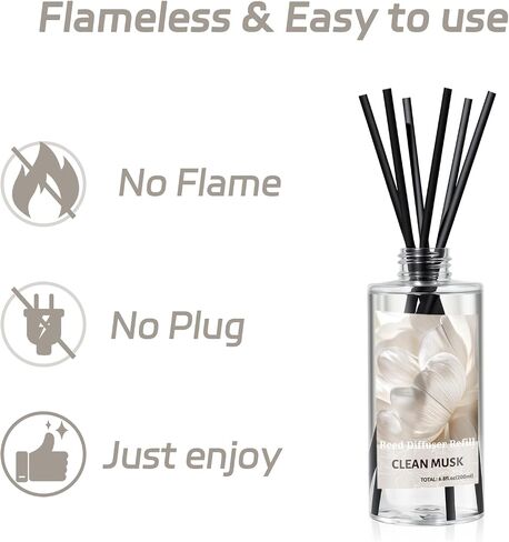 SCENTORINI Reed Diffuser Oil Refill, Clean Musk Diffuser Oil 6.76 Fl Oz, Natural Scented Essential Oil Refill Long Lasting Summer Home Fragrance for Room Spa Aromatherapy Bathroom in Saudi Arabia