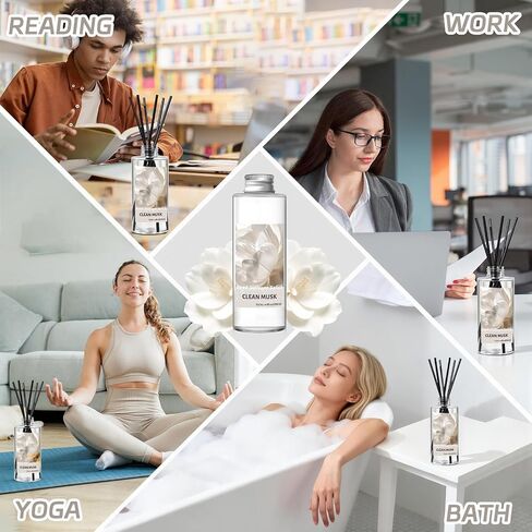 SCENTORINI Reed Diffuser Oil Refill, Clean Musk Diffuser Oil 6.76 Fl Oz, Natural Scented Essential Oil Refill Long Lasting Summer Home Fragrance for Room Spa Aromatherapy Bathroom in Saudi Arabia