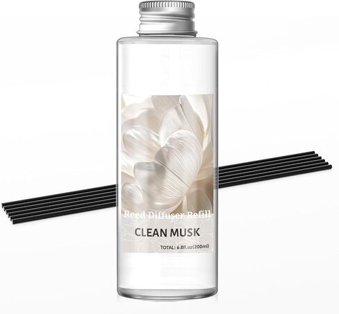 SCENTORINI Reed Diffuser Oil Refill, Clean Musk Diffuser Oil 6.76 Fl Oz, Natural Scented Essential Oil Refill Long Lasting Summer Home Fragrance for Room Spa Aromatherapy Bathroom in Saudi Arabia