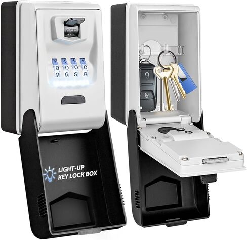 Huanlang Key Lock Box Mount Wall - صندوق قفل تركيبة في الهواء الطلق مع 6 أوجه تضيء ، مفتاح مقاوم للماء سعة كبيرة لمدرسة Office Garage School in Kuwait
