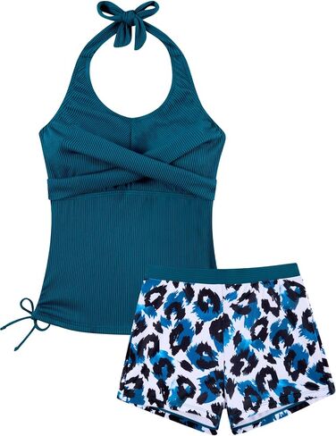 ALISISTER Girls Swimsuit 2 Piece Halterneck Tankini Bathing Suits for Teens Girl Size 9-16 in Kuwait
