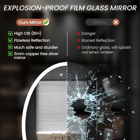 28''x20'' Oval LED Bathroom Mirror with Lights, Anti-Fog, 3 Colors Dimmable, Lighted Mirrors for Bathroom Wall with Memory Function, Backlit + Front Lit, Waterproof, Shatter-Proof in Saudi Arabia