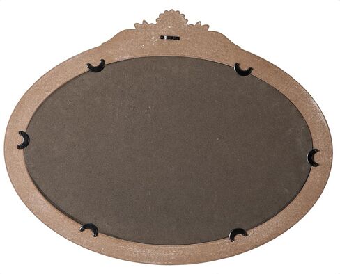 Rustic Oval Mirrors for Wall 18 X 24 Inch, Hanging Distressed White Oval Mirror Bathroom, Wooden Framed Farmhouse Mirrors for Wall Decor, Vintage Mirror with Carved Flower for Entryway in Saudi Arabia