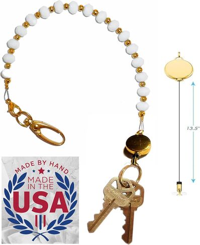 Hidden Hollow Beads Key Keeper, Finder Chain 12" Women's Hand Beaded USA Purse Handbag Holder Wallet Organizer Accessory Gift in Kuwait