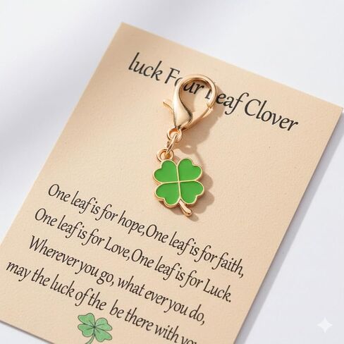 Four-Leaf Clover Keychain–A Plant-Themed Keychains Bag Charms for Woman with Featuring Green and Gold Colors Symbolizing Good Luck,Lucky Key Chains Gifts for Plant Lovers. in Saudi Arabia