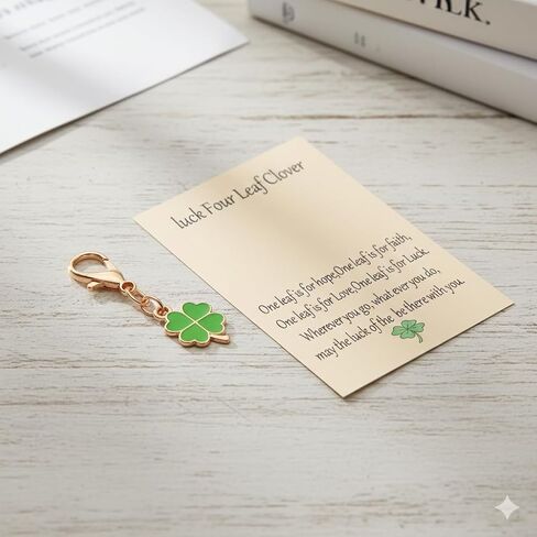 Four-Leaf Clover Keychain–A Plant-Themed Keychains Bag Charms for Woman with Featuring Green and Gold Colors Symbolizing Good Luck,Lucky Key Chains Gifts for Plant Lovers. in Saudi Arabia