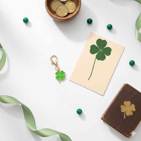 Four-Leaf Clover Keychain–A Plant-Themed Keychains Bag Charms for Woman with Featuring Green and Gold Colors Symbolizing Good Luck,Lucky Key Chains Gifts for Plant Lovers. in Saudi Arabia