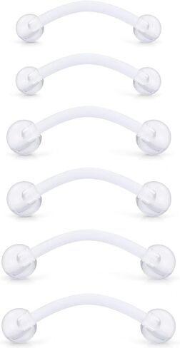 Snake Eyes Frog Eyes Tongue Ring 14G Plastic Curved Barbell Retainer for Women Clear Pregnancy Belly Ring 12mm 14mm 16mm in Saudi Arabia