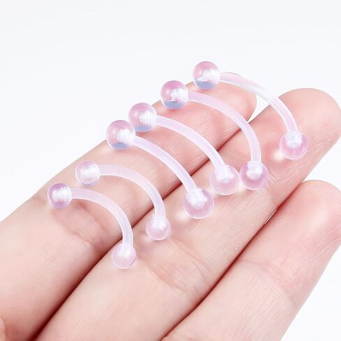Snake Eyes Frog Eyes Tongue Ring 14G Plastic Curved Barbell Retainer for Women Clear Pregnancy Belly Ring 12mm 14mm 16mm in Saudi Arabia