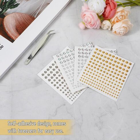 Faux Eyebrow Piercing, Stick on Acrylic Fake Dermal Piercing Fake Face Piercings Fakes Nose Stud Non-Piercing Kit Adhesive Face Jewelry Piercings Balls Punk Y2k Makeup for Women Men in Saudi Arabia