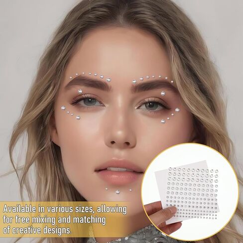 Faux Eyebrow Piercing, Stick on Acrylic Fake Dermal Piercing Fake Face Piercings Fakes Nose Stud Non-Piercing Kit Adhesive Face Jewelry Piercings Balls Punk Y2k Makeup for Women Men in Saudi Arabia