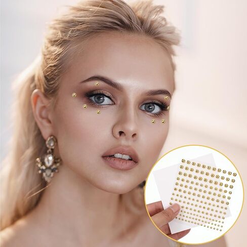 Faux Eyebrow Piercing, Stick on Acrylic Fake Dermal Piercing Fake Face Piercings Fakes Nose Stud Non-Piercing Kit Adhesive Face Jewelry Piercings Balls Punk Y2k Makeup for Women Men in Saudi Arabia
