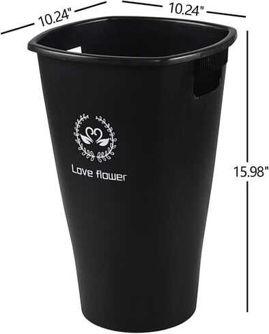 16 Inch Black Tall Flower Buckets Set with Cutout Handle, Set of 4 | Plastic Floral Vase Bucket, For Cut Flowers, Home Wedding Decoration in Kuwait