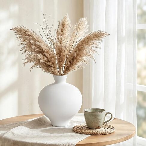 Matte Black Ceramic Vase, 9'' Modern Sculptural Round Flower Vase, Minimalist Bud Vase for Nordic Home Decor, Decorative Watertight Black Vase for Centerpiece Living Room Mantel Table Shelf in Saudi Arabia