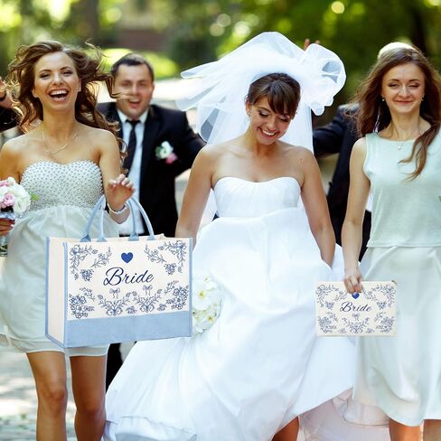 2 Pcs Tote Bag Bride Makeup Bag with Something Blue for Bride to Be for Bridal Shower Engagement Gifts Accessories Wedding Bachelorette Party Decorations in Saudi Arabia