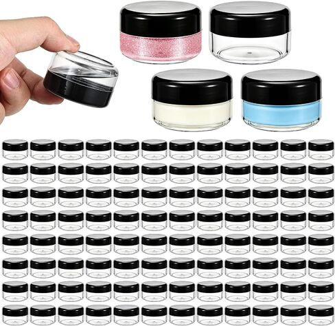 100 Pack 1Oz Plastic Container Jars with Lids, Round Clear Cosmetic Containers Bulk, Leak Proof Small Sample Jars Wide Mouth for Cream Lotion Makeup Travel Storage in Saudi Arabia