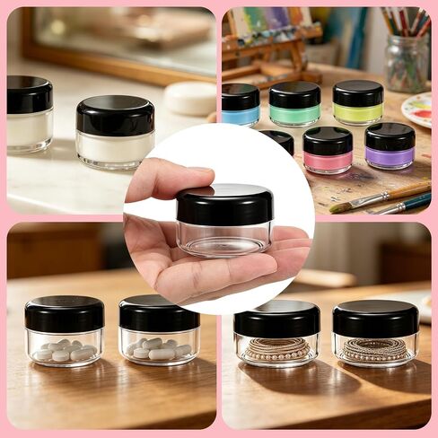 100 Pack 1Oz Plastic Container Jars with Lids, Round Clear Cosmetic Containers Bulk, Leak Proof Small Sample Jars Wide Mouth for Cream Lotion Makeup Travel Storage in Saudi Arabia
